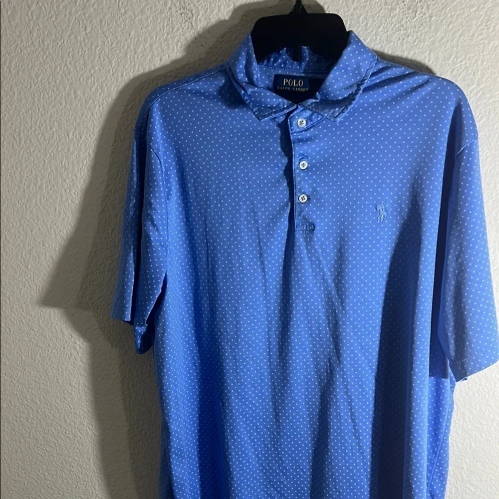 Polo Ralph Lauren Performance Polo Blue Micro Dot Golf Shirt XL Classic golf